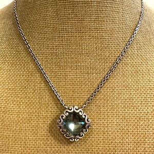 Brighton Silver Necklace with Dark Gem Pendant